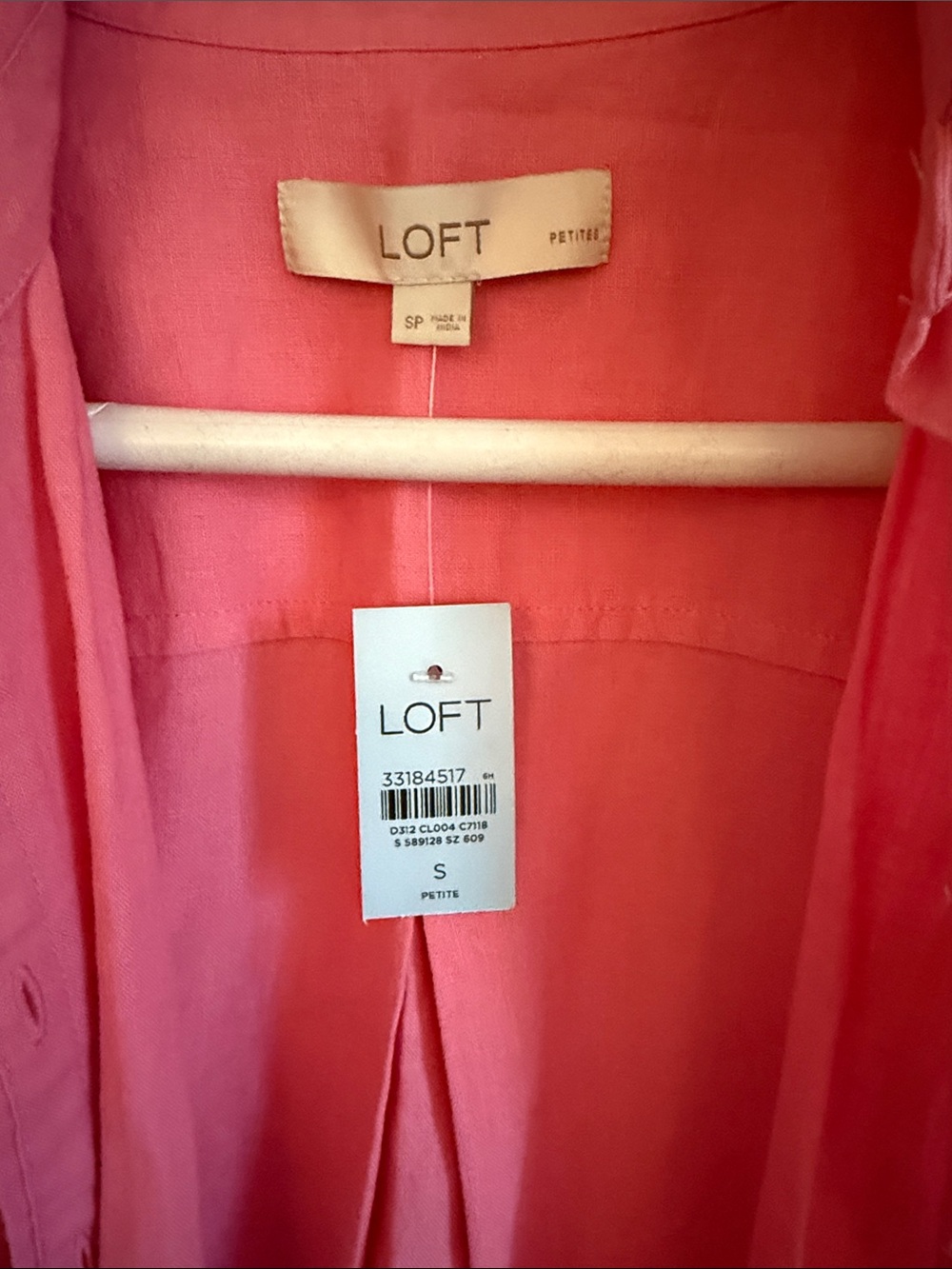 LOFT Bright Pink Collared Button-Front Blouse - Picture 2 of 2